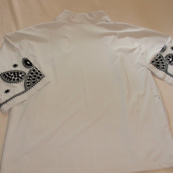 Linea Dell'Olio Open Front Tan Black Embroidery Cardigan Sz M 3/4 Sleeves - Picture 12 of 15